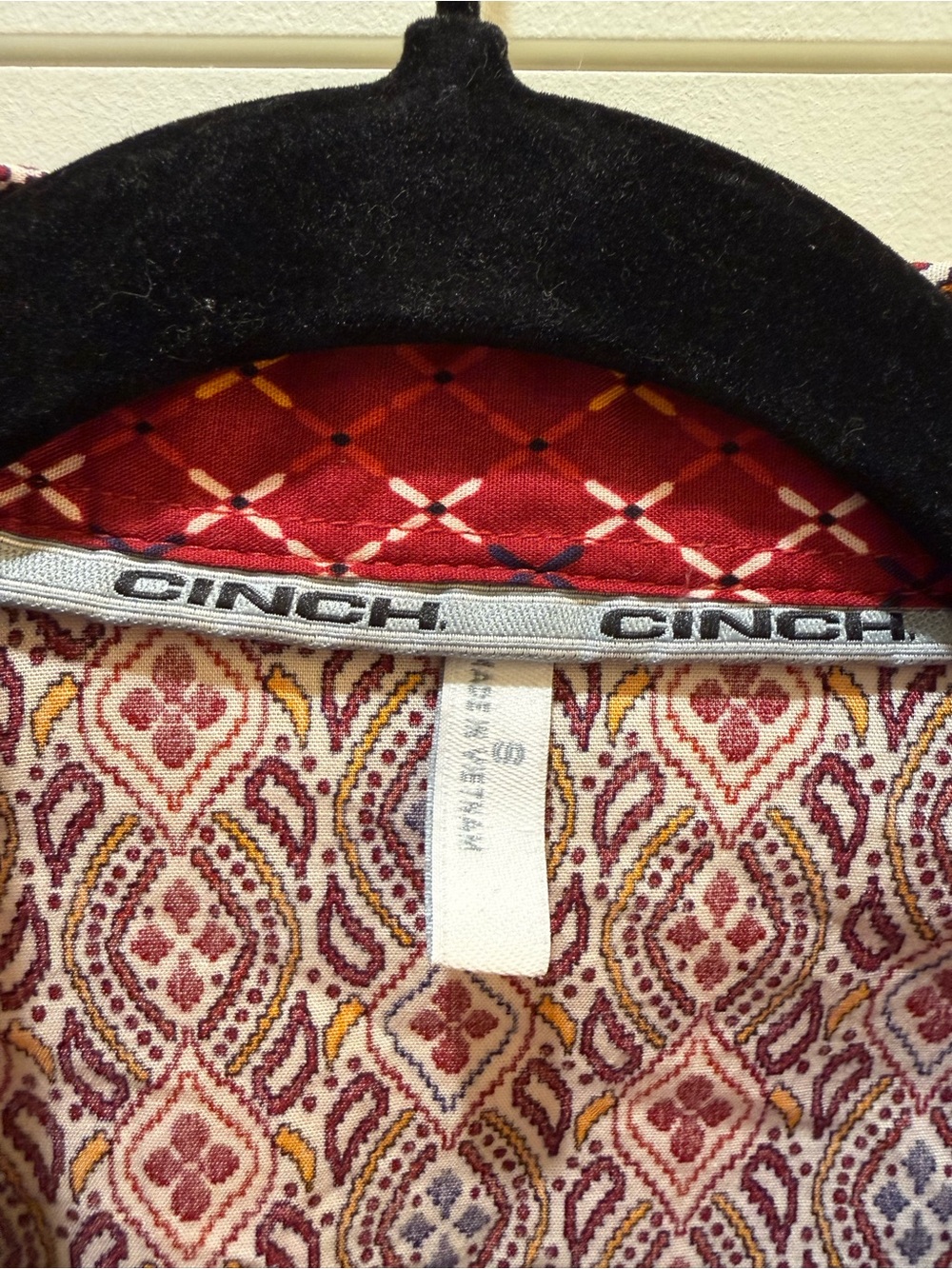 Women’s Red Patterned Long-Sleeve Shirt - Picture 2 of 4